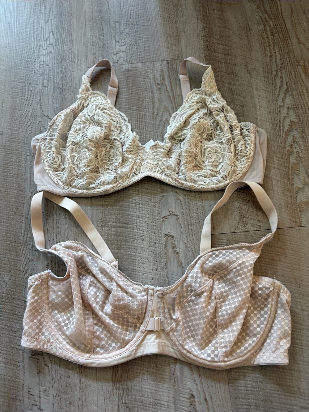 Bundle 40D Unlined Lace Underwire Bras in Nude